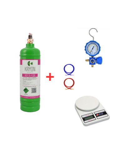 Kit Gas Refrigerante R410A – 1 Lt (0,8 kg) con valvola 5/16