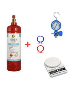 Kit de gaz réfrigérant R32 - 2,5 L/1,8 kg - Vanne ½