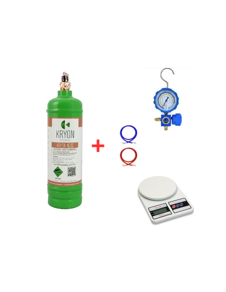 Kit de gaz réfrigérant R407C - 2,5 L / 2 kg - Vanne ¼
