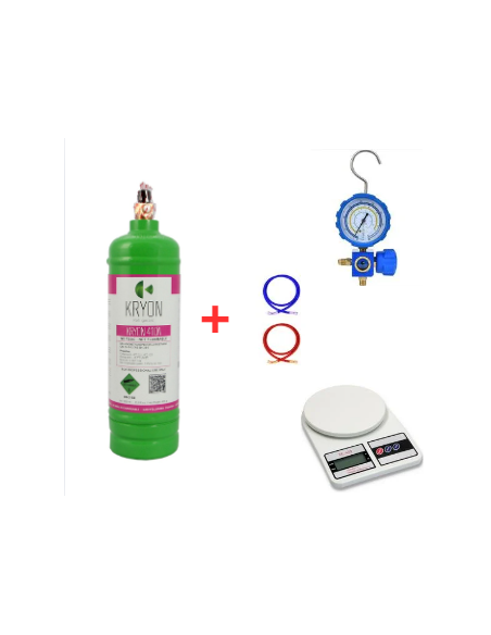 Kit de Gas Refrigerante R410A - 2.5Lt - 2Kg - Válvula 5/16