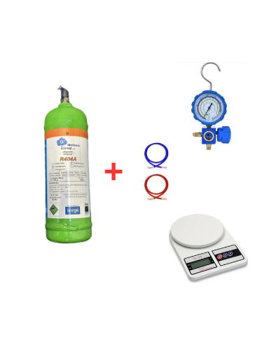 Kit de Gas Refrigerante R404A - 2.5Lt - 2Kg. - Válvula ¼ - SUSTITUIDO POR R448A