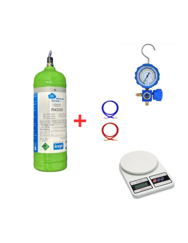 Refrigerant Gas Kit R422D - 2.5Lt - 2Kg - ¼ valve