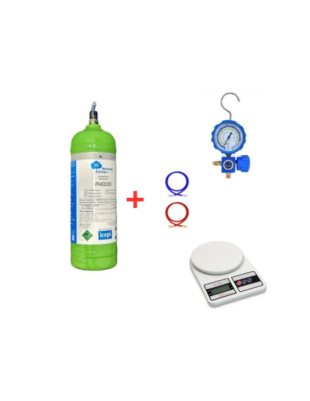 Kit Gas Refrigerante R422D - 2,5Lt - 2Kg - valvola ¼