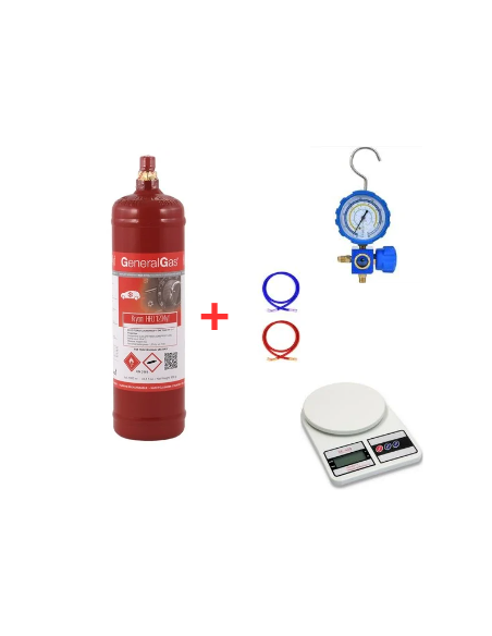 Kältemittel-Set R1234yf – 1 l – 0,8 kg – 1/2"-Ventil