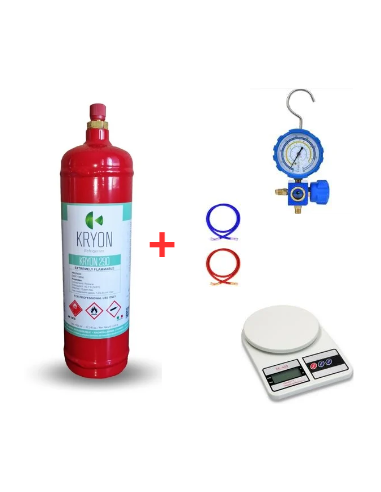Kit de Gas Refrigerante R290 - 1 Lt - 0,43 kg. - Válvula 7/16" 20 UNEF