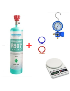 Kältemittel-Set R507 – 1 l – 0,75 kg – 1/4"-Ventil
