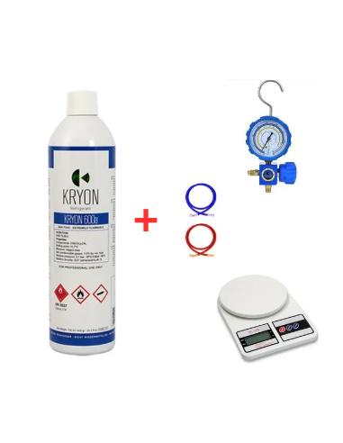 R600 Refrigerant Gas Kit - 1 Lt - 0.42 kg. - 7/16" valve