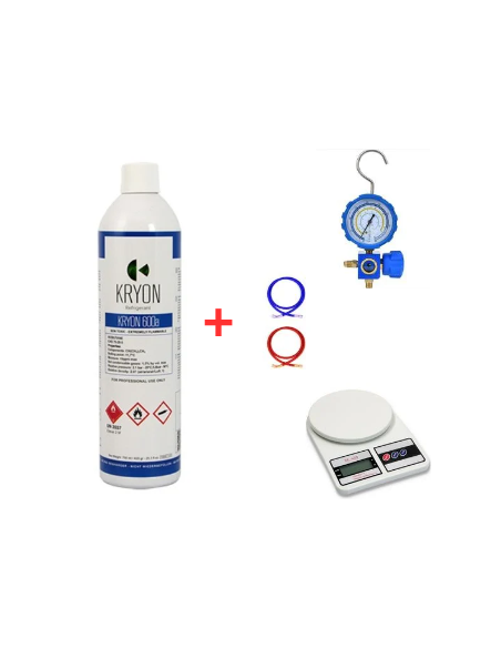 R600 Refrigerant Gas Kit - 1 Lt - 0.42 kg. - 7/16" valve