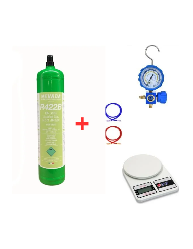 Kit de gaz réfrigérant R422B - 1 L - 0,9 kg - Valve 1/4"