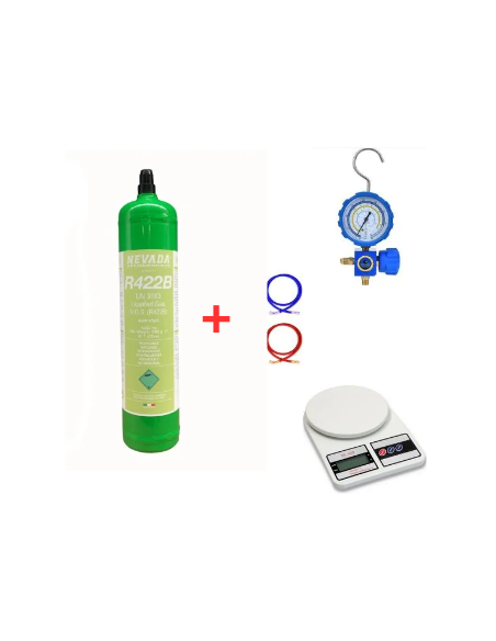 Kältemittel-Set R422B – 1 l – 0,9 kg – 1/4"-Ventil
