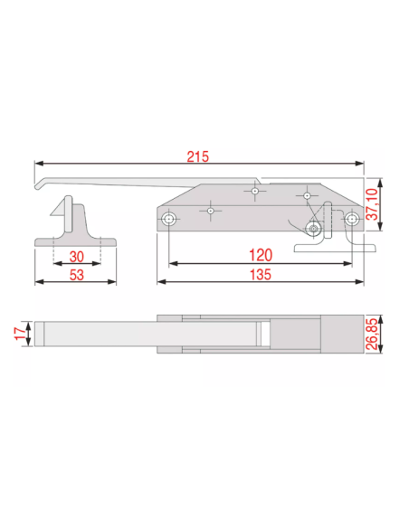 DX-SX I-102 Schloss für Kühlräume mit 120 mm Achsabstand