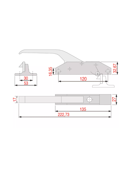 Chiusura DX-SX I-103 per celle frigorifere con serratura interasse 120 mm
