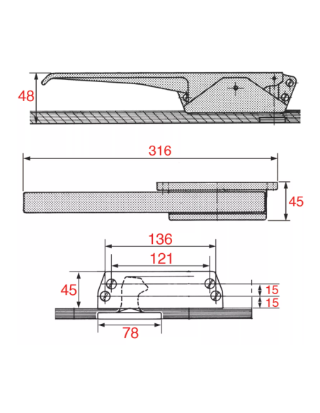 DX 1220 Verschluss für Kühlräume ohne Schloss 316 mm