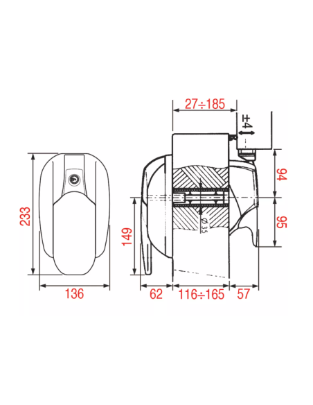 Chiusura FERMOD 431 DX/SX con Serratura e Maniglia Interna per Celle Frigorifere