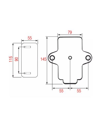 Internal handle with lock 145x79 mm, centre...