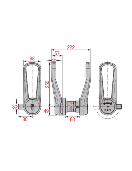 STUV 3.31.0650.1 / 3.31.0650 Right Closure for 80 mm Thick Technical Doors with Internal Handle