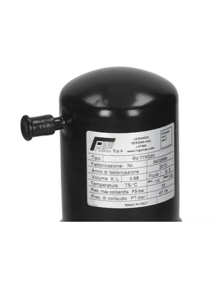 Ricevitore di Liquido 0,88 L Ø77 x H220 mm Attacchi Ø6,2 mm