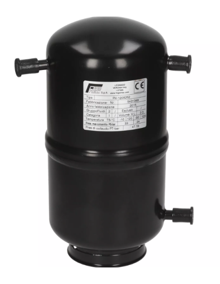 Ricevitore di Liquido 2,3 L Ø120 x H250 mm Attacchi Ø8,2 mm
